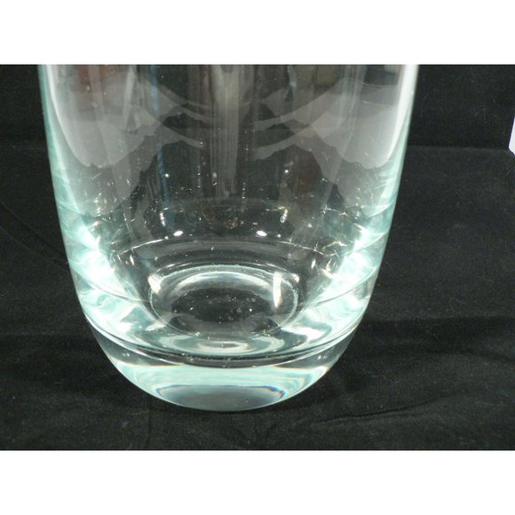 Vase Etched Cylinder Clear Crystal Floral Design Vintage 10.75" - Picture 11 of 13
